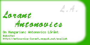 lorant antonovics business card